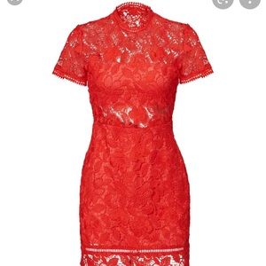 Lovers and Friends red lace sheath mini dress